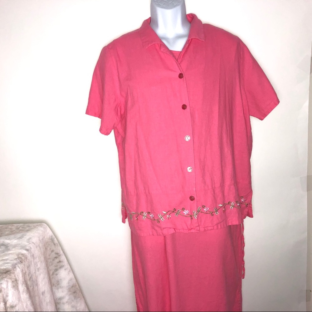Sag Harbor 2PC Dress Jacket Set Barbiecore Pink Linen 16P/W‎